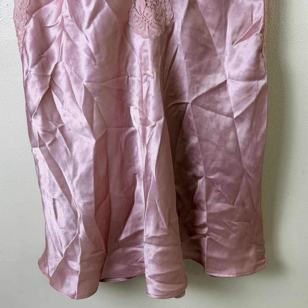 y2k Fredericks of Hollywood pink & black lace satin babydoll lingerie slip Small - Picture 3 of 7
